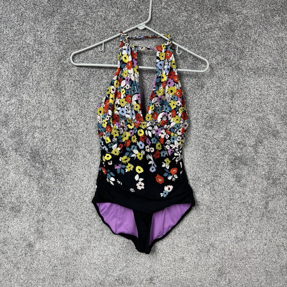 Anne Cole Swimsuit 10 Ditsy Floral Cottagecore Halter Swimwear One Piece Beachy